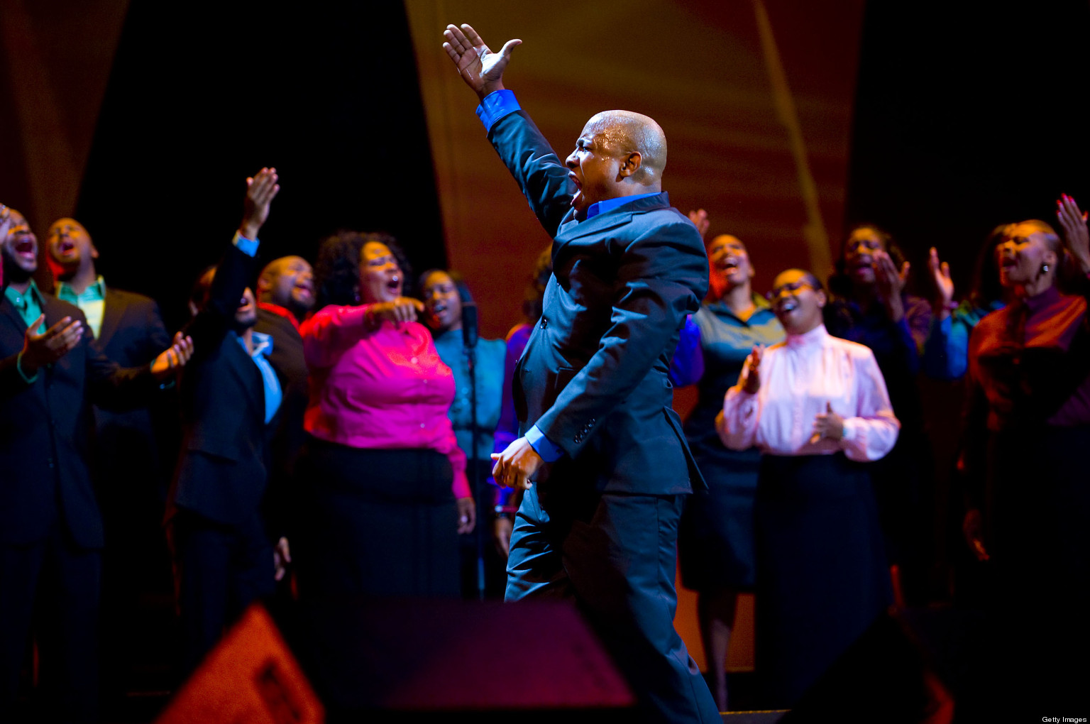 PHILADELPHIA, PA - SEPTEMBER 26: The Anointed Voices of Ford Memorial Temple Choir perform at the Verizon Wireless 'How Sweet the Sound' National Gospel Competition at the Wachovia Center on September 26, 2009 in Philadelphia, Pennsylvania. The Choir was the winner in the Large Choir category. (Photo by Jeff Fusco/Getty Images for Verizon Wireless)