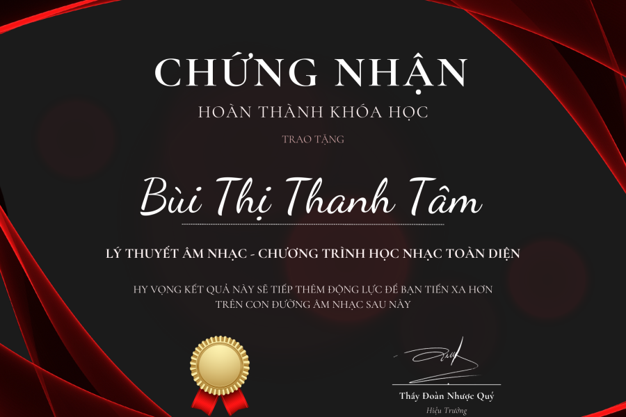 Chứng nhận hoàn thành khoá học - Adam Muzic