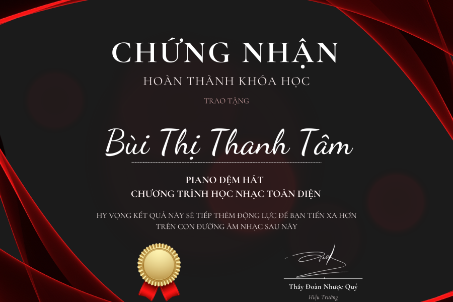 Chứng nhận hoàn thành khoá học - Adam Muzic