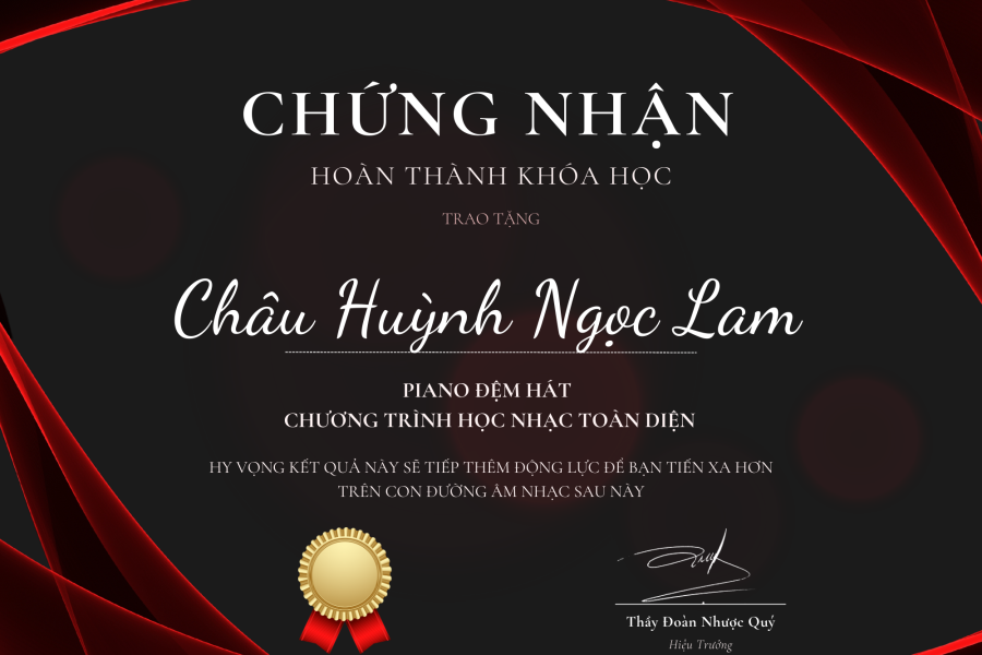 Chứng nhận hoàn thành khoá học - Adam Muzic