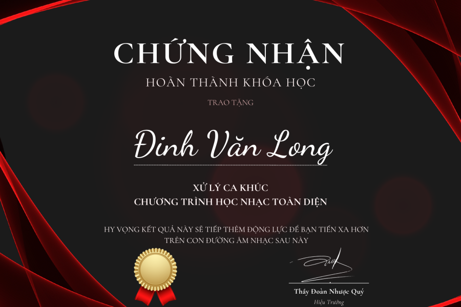 Chứng nhận hoàn thành khoá học - Adam Muzic