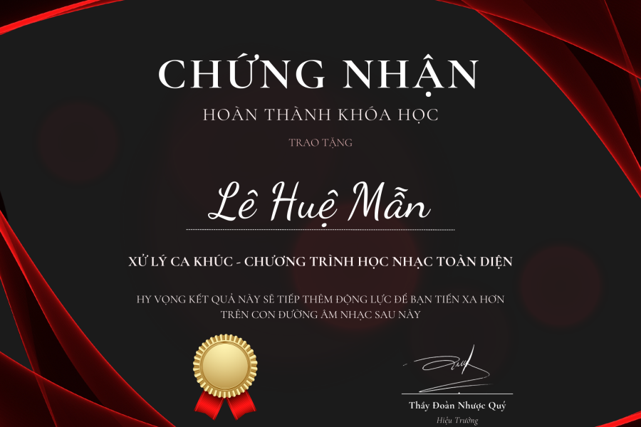 Chứng nhận hoàn thành khoá học - Adam Muzic