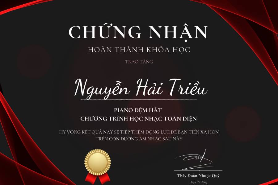 Chứng nhận hoàn thành khoá học - Adam Muzic