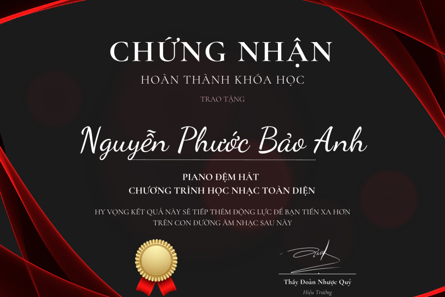 Chứng nhận hoàn thành khoá học - Adam Muzic