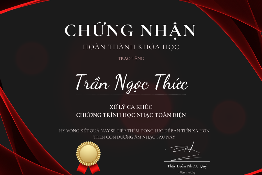 Chứng nhận hoàn thành khoá học - Adam Muzic