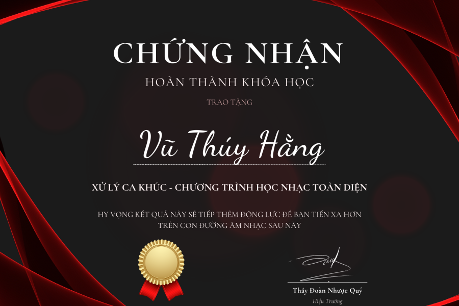 Chứng nhận hoàn thành khoá học - Adam Muzic